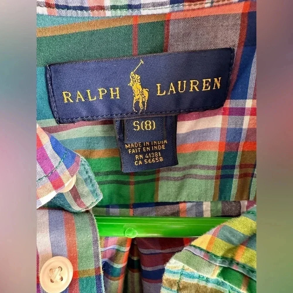 EUC Ralph Lauren Plaid Polo shirt. Super cute for upcoming holiday parties.